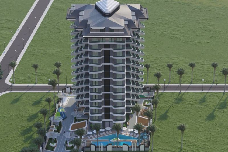 Новый 12-этажный жилой комплекс в Алании, Махмутлар - GQestate.com