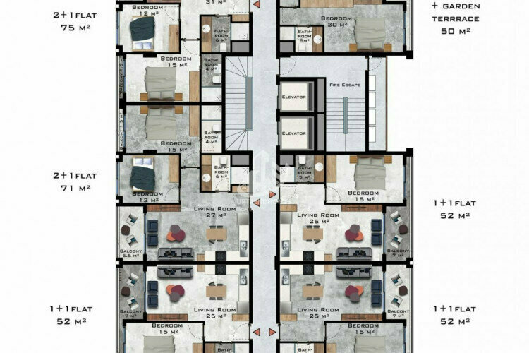 Квартира 2+1 в Каргыджаке, Алания, Турция | PKK-29666