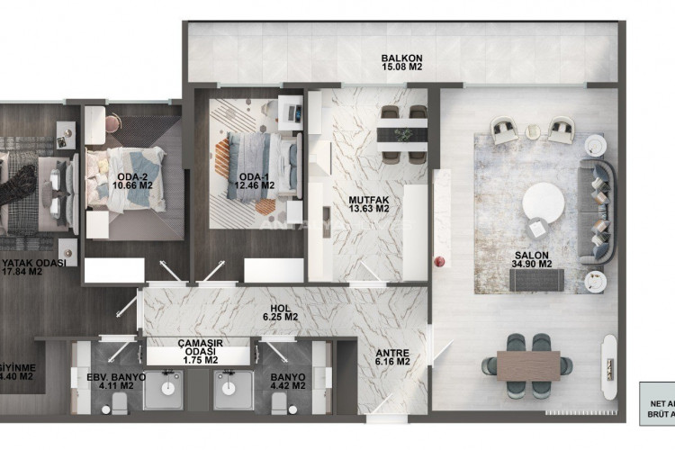 Квартира 3+1 в Кючюкчекмедже, Стамбул, Турция | SBB-46466