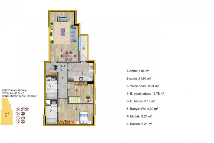 Квартира 3+1 в Кючюкчекмедже, Стамбул, Турция | STE-46342