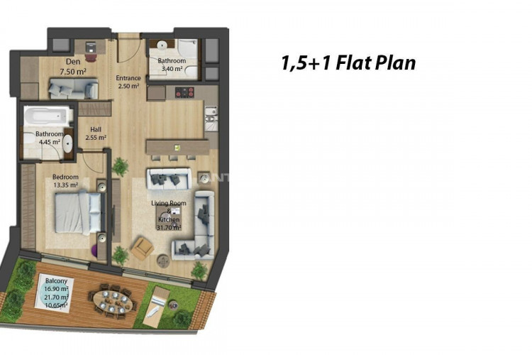 Квартира 1+1 в Бакыркей, Стамбул, Турция | STE-46077