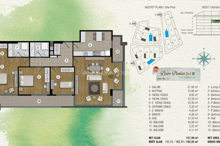 Квартира 2+1 в Сарыере, Стамбул, Турция | PTE-46117