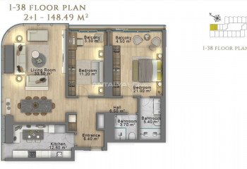 Квартира 1+1 в Шишли, Стамбул, Турция | PKK-46085