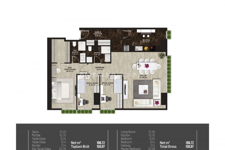 Квартира 3+1 в Кадыкёй, Стамбул, Турция | PTE-46435