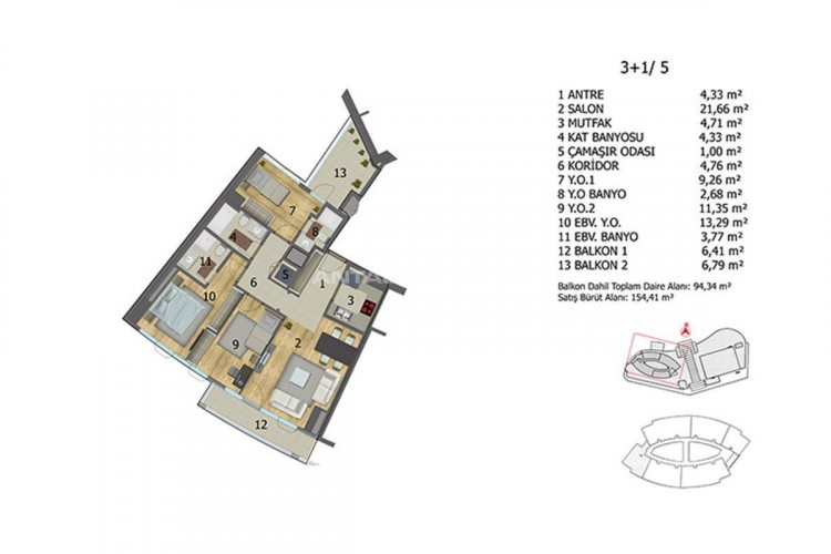 Квартира 3+1 в Башакшехире, Стамбул, Турция | PBB-46244