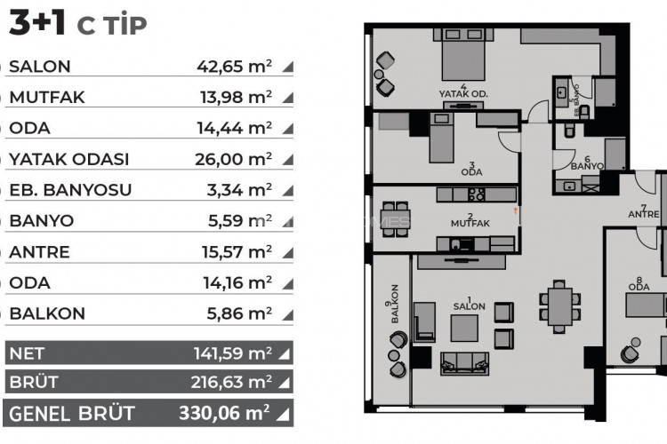 Квартира 4+1 в Кадыкёй, Стамбул, Турция | PBB-46485