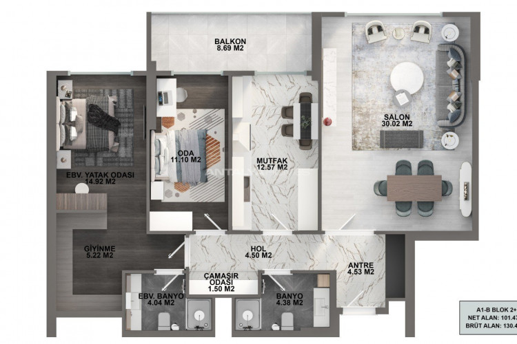 Квартира 2+1 в Кючюкчекмедже, Стамбул, Турция | PKK-46465