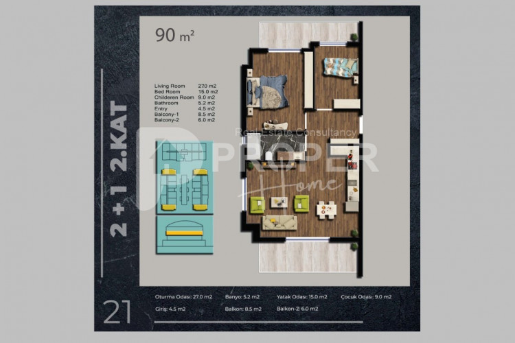 Квартира 4+1 в Коньяалты, Анталия, Турция | PTE-41395