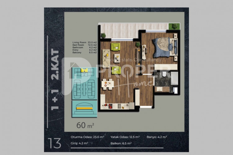 Квартира 4+1 в Коньяалты, Анталия, Турция | PTE-41395