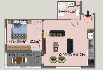 Квартира 1+1 в Алании, Турция | PTE-39812