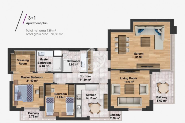 Пентхаус 3+1 в Алании, Турция | PKK-16961