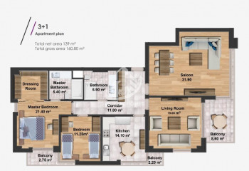 Пентхаус 3+1 в Алании, Турция | PKK-16961