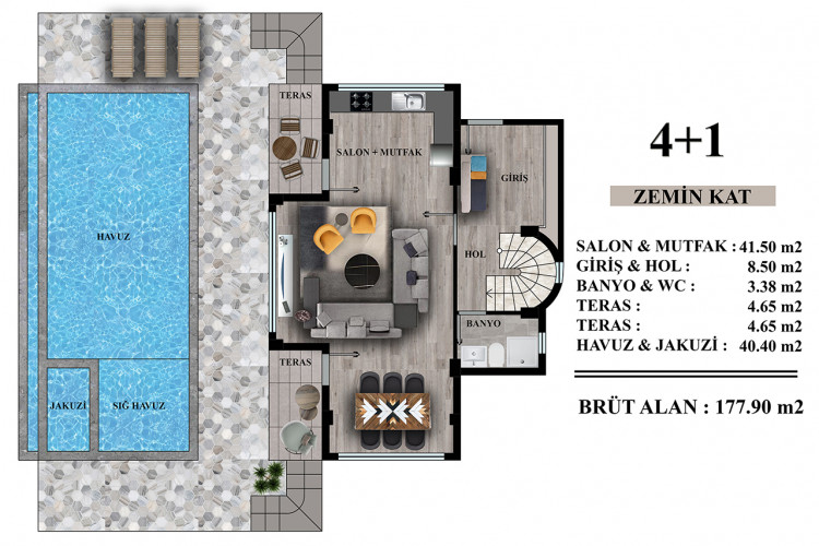 Вилла 4+1 в Олюдениз, Фетхие, Турция | STE-22443