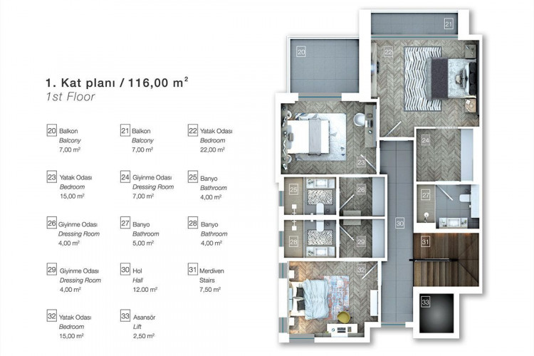 Вилла 6+1 в Коньяалты, Анталия, Турция | SBB-05777