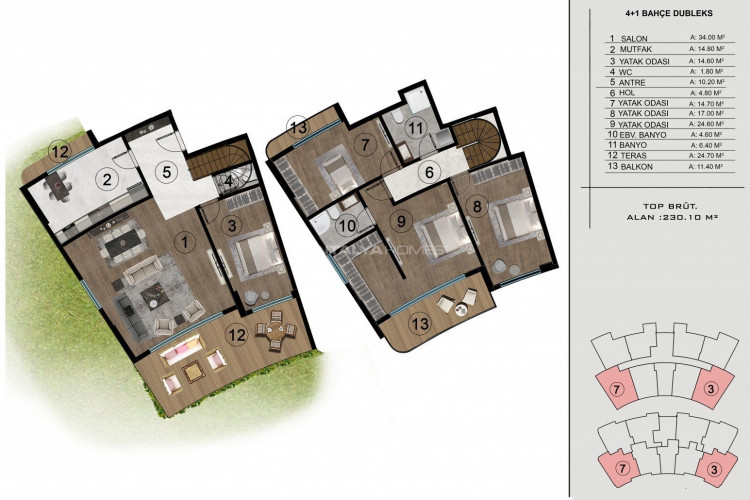 Пентхаус 1+1 в Башискеле, Турция | STE-46787