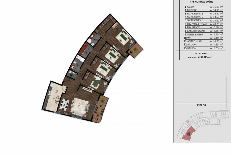 Пентхаус 1+1 в Башискеле, Турция | STE-46787