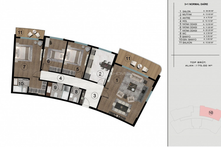 Пентхаус 1+1 в Башискеле, Турция | STE-46787
