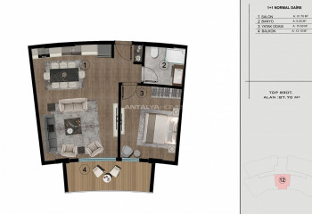 Пентхаус 1+1 в Башискеле, Турция | STE-46787