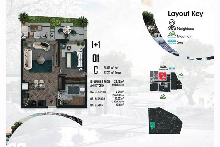 Квартира 2+1 в Чинарджике, Турция | PTE-47194