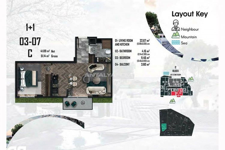 Квартира 2+1 в Чинарджике, Турция | PTE-47194