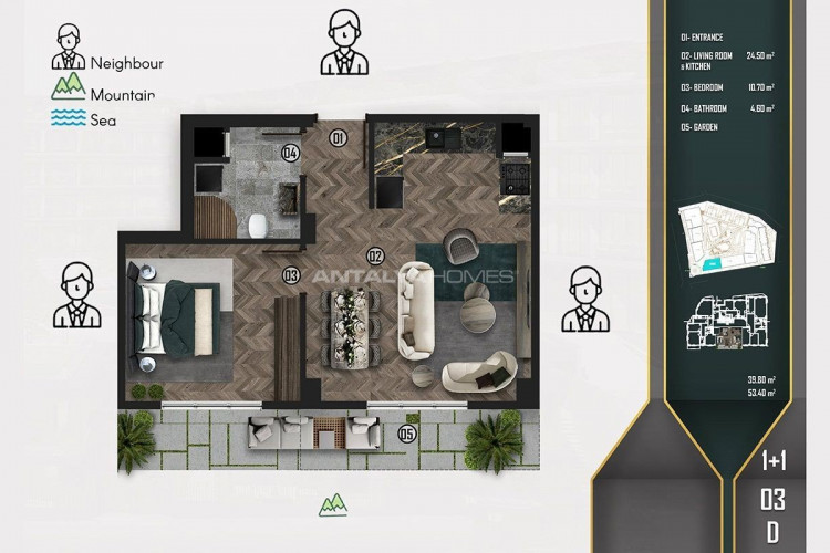 Квартира 2+1 в Чинарджике, Турция | PTE-47194