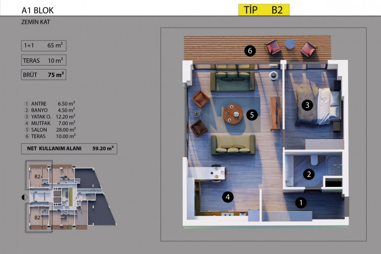 Квартира 1+1 в Алтынташе, Анталия, Турция | PBB-48119