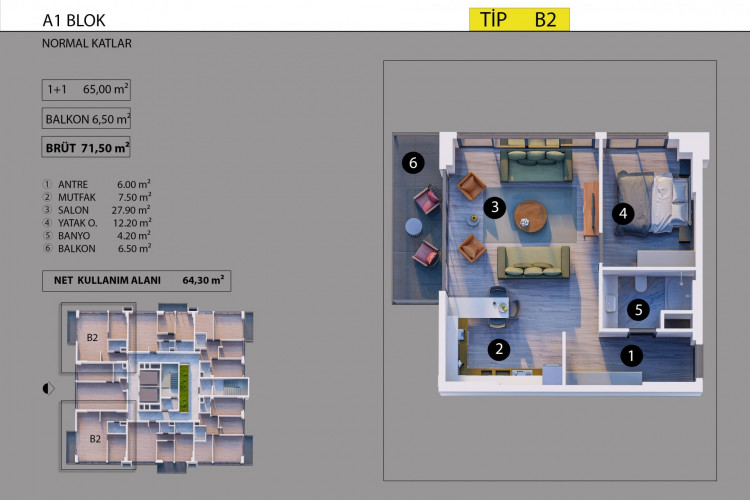Квартира 1+1 в Алтынташе, Анталия, Турция | PBB-48119