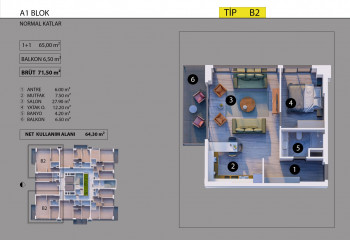 Квартира 1+1 в Алтынташе, Анталия, Турция | PBB-48119