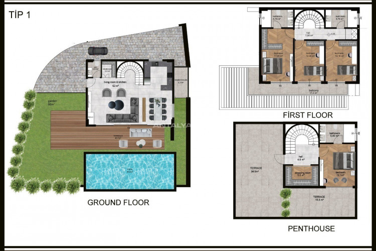 Вилла 4+1 в Алании, Турция | PBB-49134