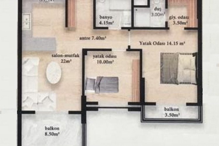 Квартира 2+1 в Мерсине, Турция | STE-51023