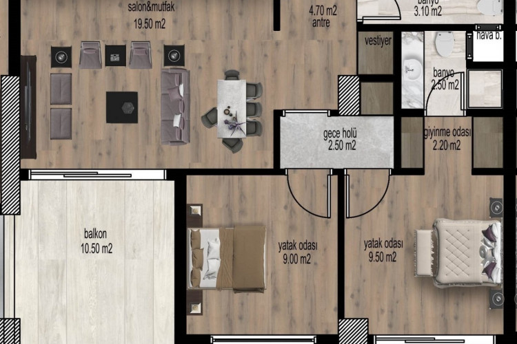 Квартира 2+1 в Мерсине, Турция | STE-51025