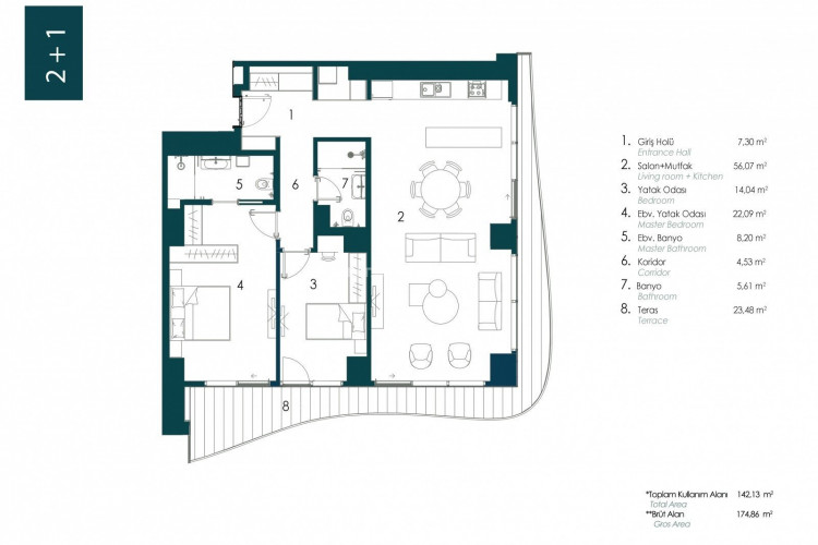 Квартира 2+1 в Стамбуле, Турция | SBB-51870