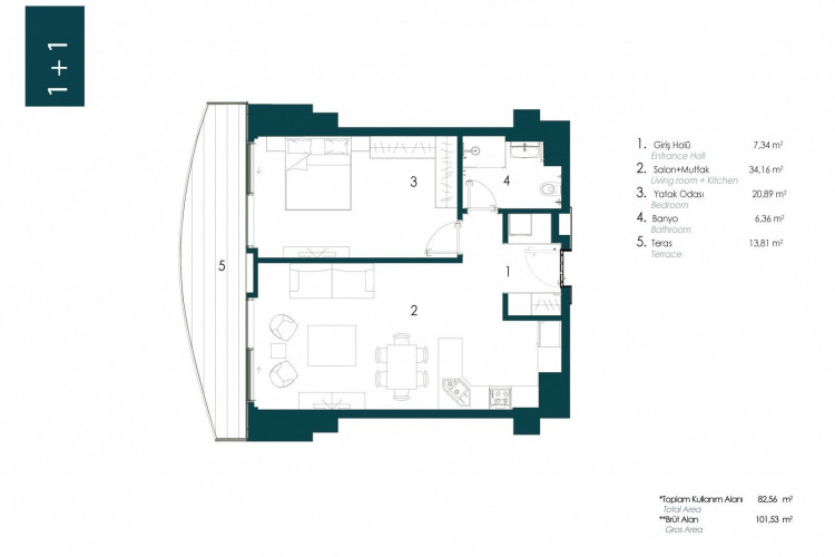 Квартира 2+1 в Стамбуле, Турция | SBB-51870