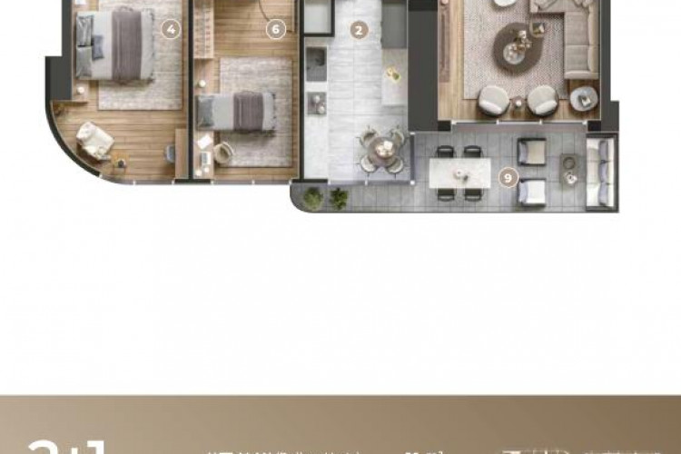 Квартира 2+1 в Измире, Турция | PTE-53658