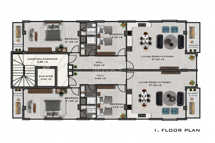Квартира 3+1 в Алании, Турция | SBB-54021