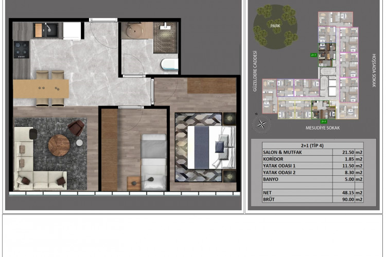 Квартира 2+1 в Стамбуле, Турция | PTE-54088