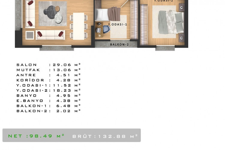 Квартира 2+1 в Стамбуле, Турция | PKK-54096