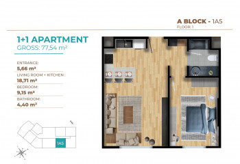 Квартира 1+1 в Стамбуле, Турция | STE-54085