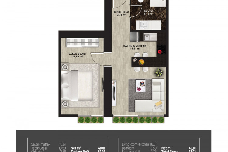 Квартира 1+1 в Кадыкей, Стамбул, Турция | PBB-55044