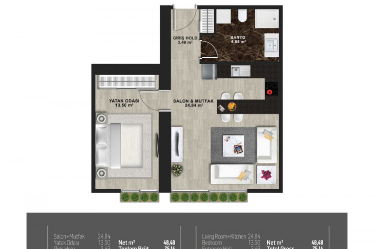 Квартира 1+1 в Кадыкей, Стамбул, Турция | PBB-55044
