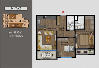 Квартира 2+1 в Мерсине, Турция | PBB-55195