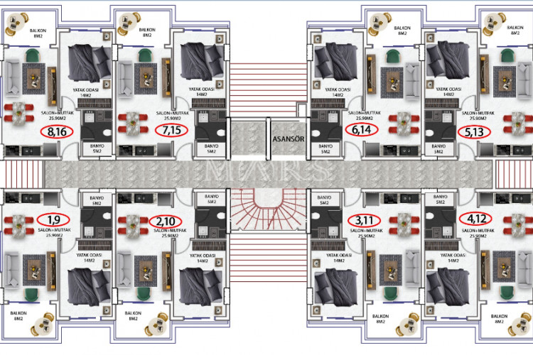 Квартира 1+1 в Алании, Турция | PKK-55518