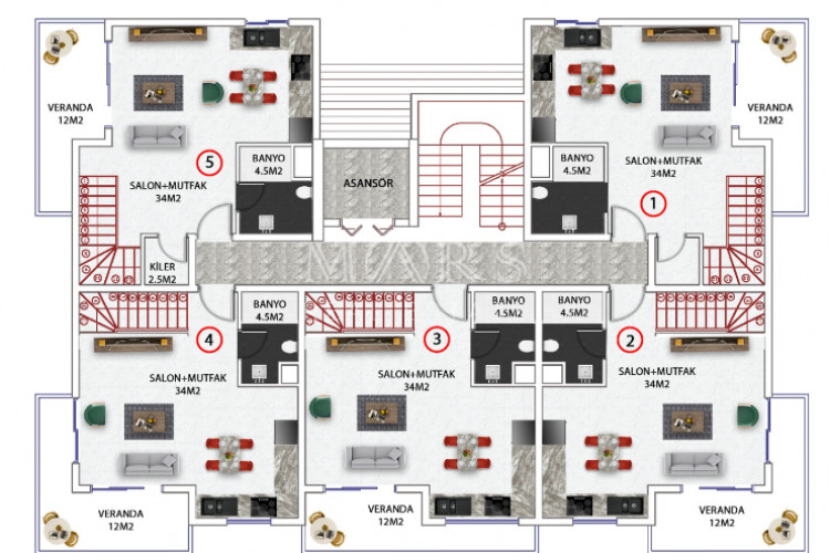 Квартира 2+1 в Алании, Турция | STE-55517