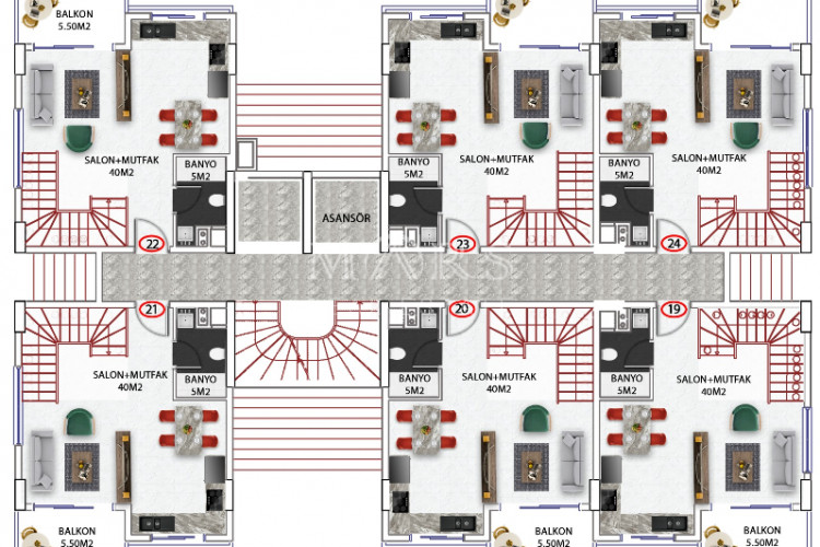 Квартира 2+1 в Алании, Турция | PTE-55519