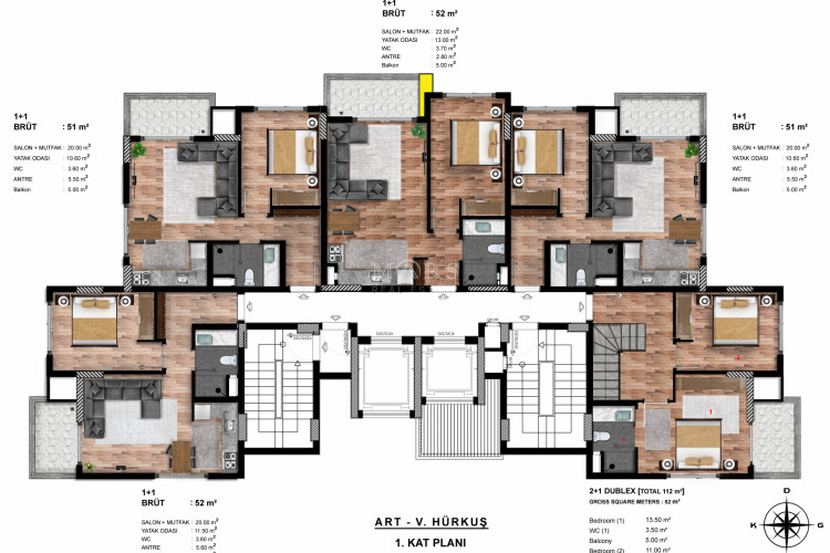 Квартира 2+1 в Алании, Турция | STE-55878