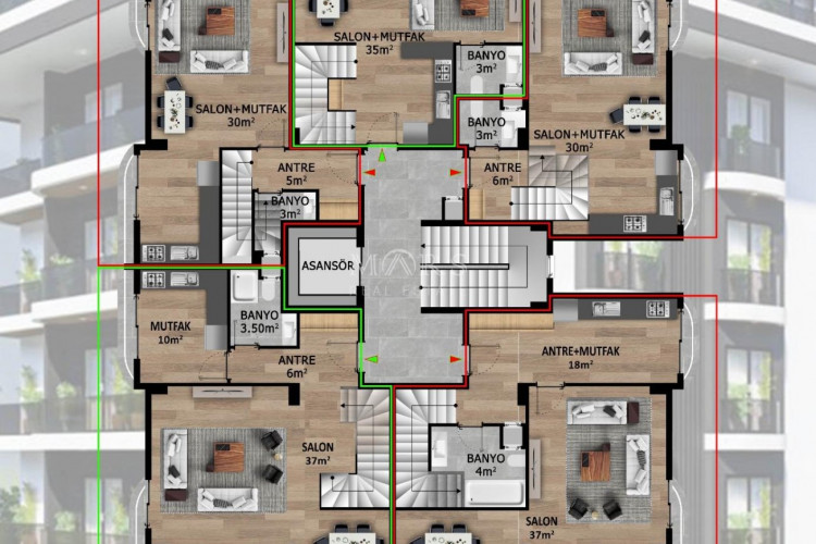 Квартира 2+1 в Алании, Турция | SBB-56014