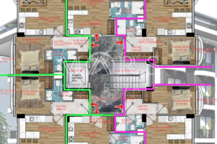 Квартира 2+1 в Алании, Турция | SBB-56014