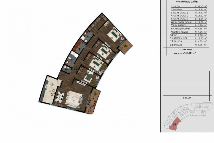 Квартира 3+1 в Башискеле, Турция | STE-56433