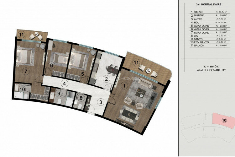 Квартира 3+1 в Башискеле, Турция | STE-56433