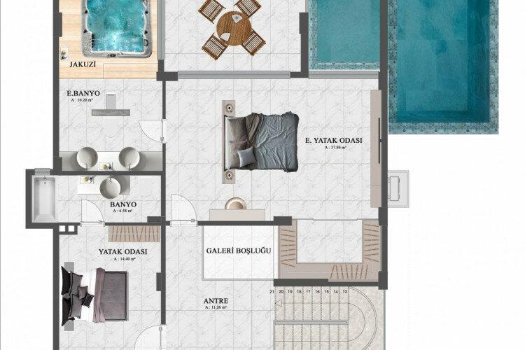 Вилла 5+1 в Алании, Турция | PTE-56494